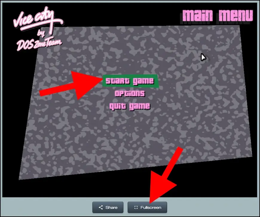 לחצו על "START GAME" כדי להתחיל לשחק ב- GTA VICE CITY