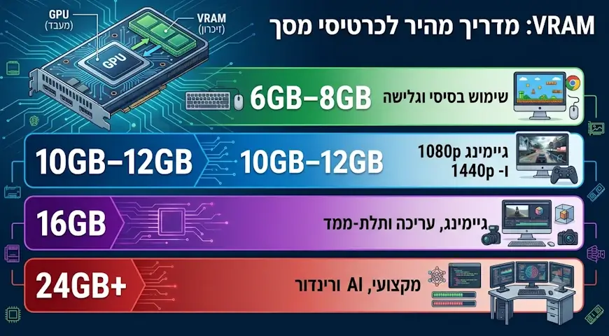 כמה VRAM צריך לשימוש בסיסי, גיימינג ומקצועי