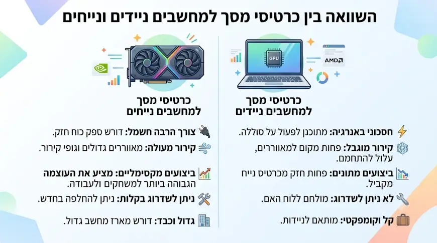 ההבדלים בין כרטיסי מסך של מחשבים ניידים לכרטיסי מסך של מחשבים נייחים