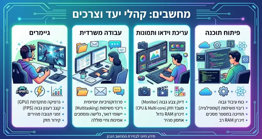 השימושים הנפוצים במחשבים