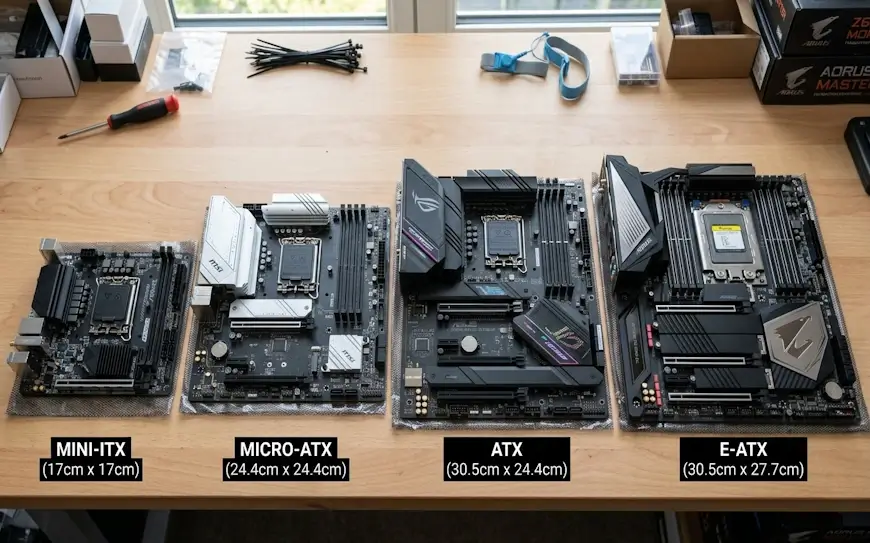 ההבדלים בגדלי הלוחות ATX, E-ATX, Micro-ATX ו- Mini-ATX