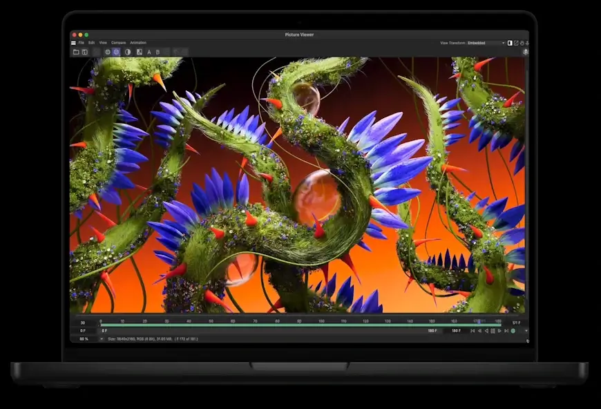 ה- MacBook Pro בגודל 14 אינץ' עם שבב M6 מסייע לעצב הדמיות מוצר ולבצע רינדור לאנימציות