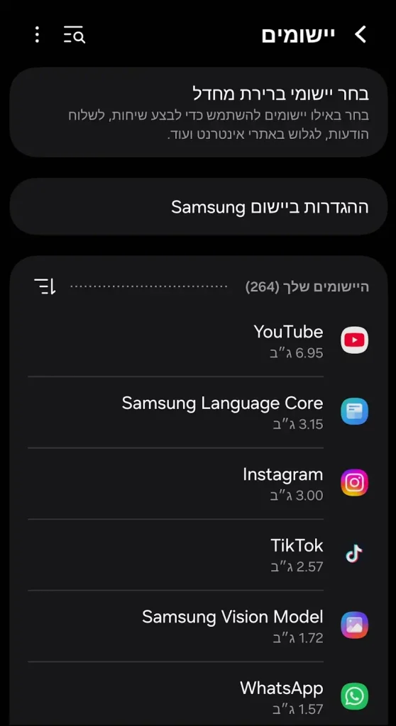 האפליקציות שתופסות הכי הרבה מקום במכשיר