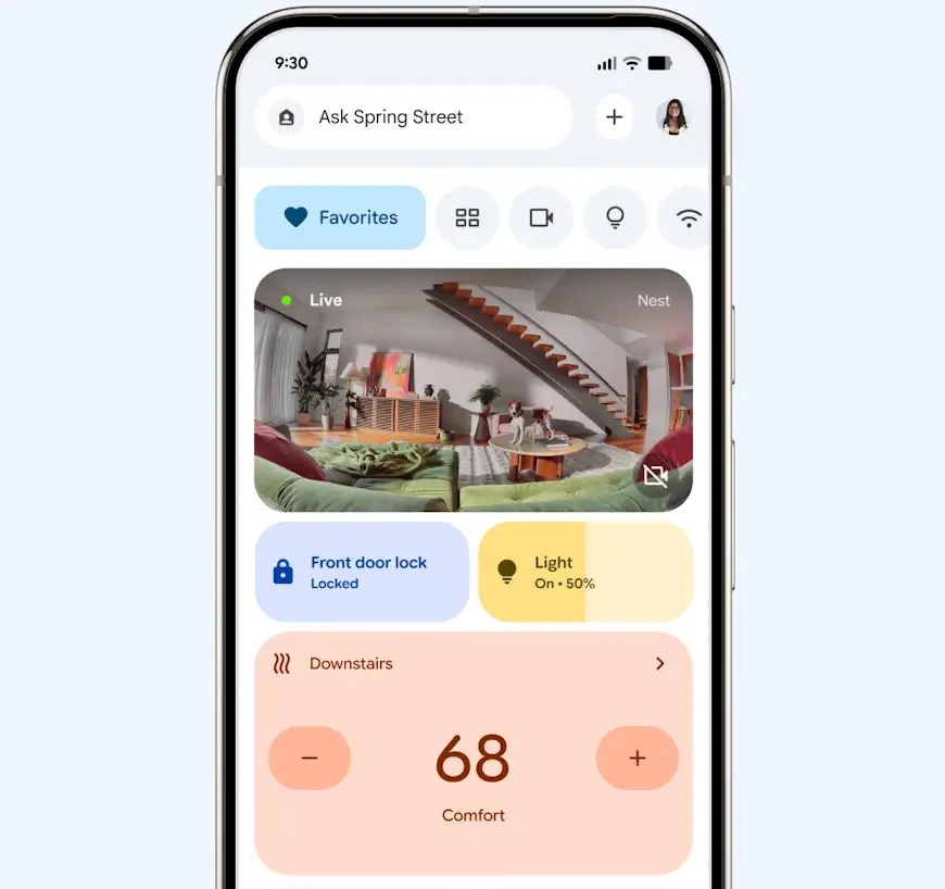 המסך הראשי של Google Home